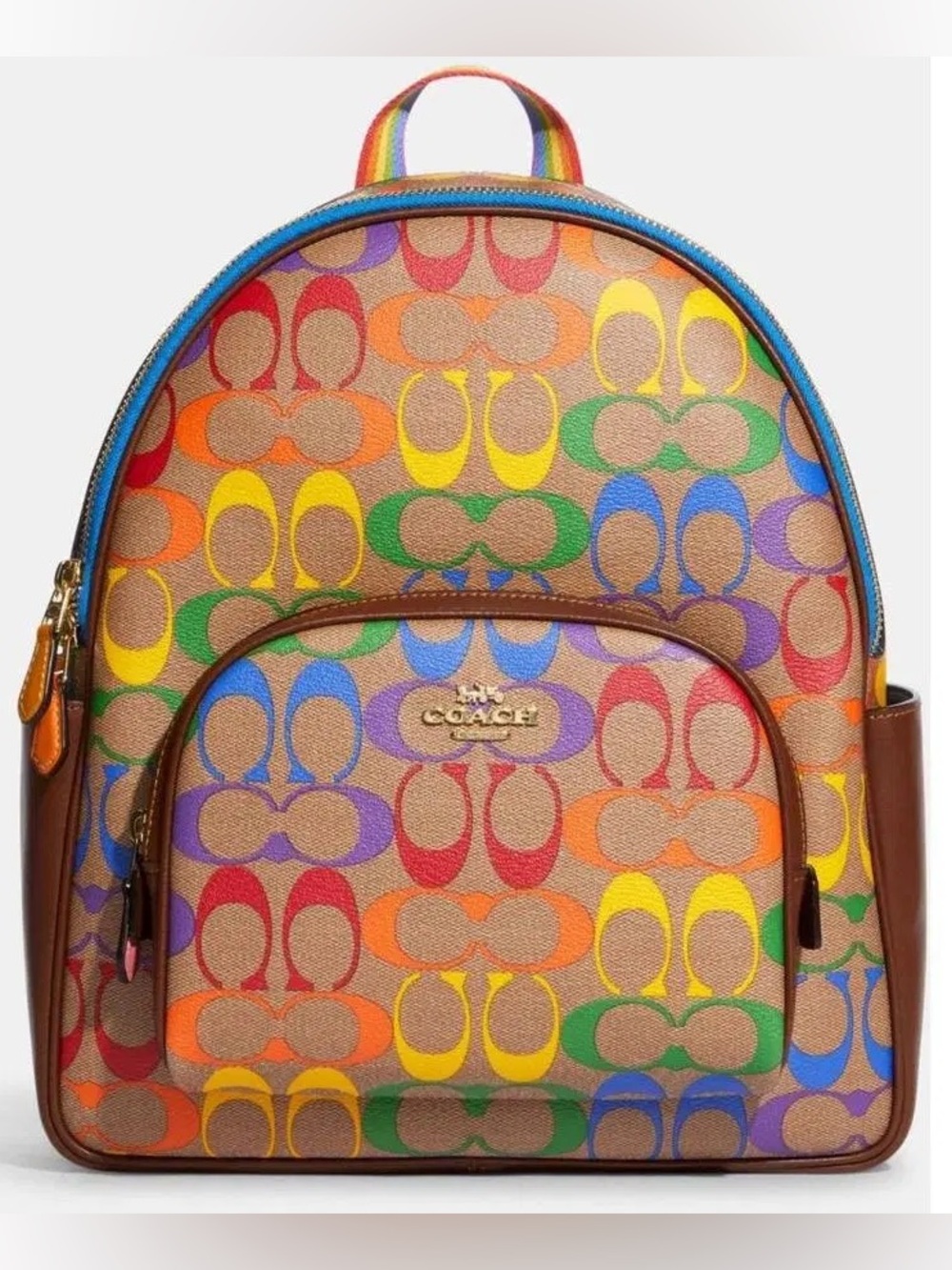 Coach pride Multicolor Signature Canvas Backpack with Rainbow Print